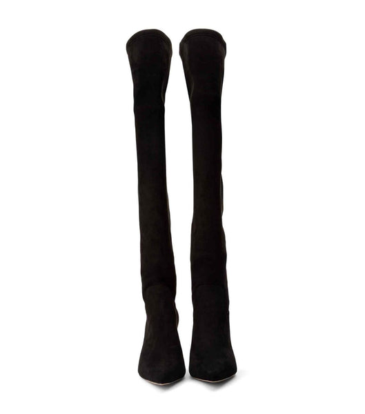 Botas de Tacon Tony Bianco Estella Black Stretch Gamuza 8.5cm Negras | ARQCS60346