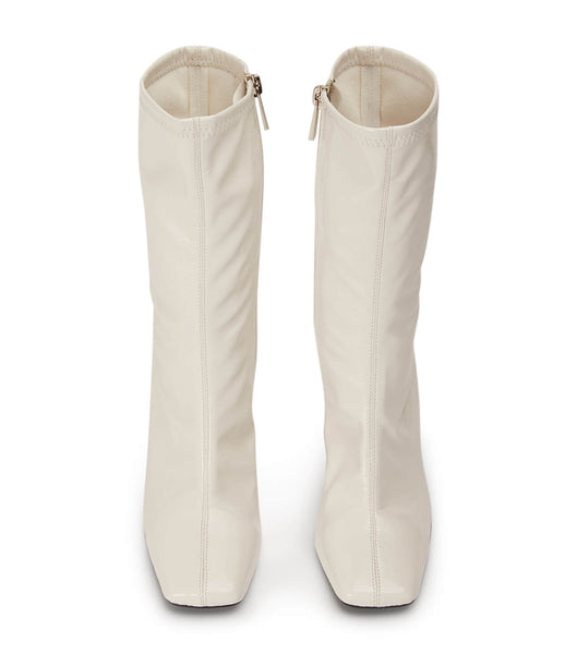 Botas de Tacon Tony Bianco Remie Ecru Crinkle Charol 10.5cm Blancas | QARUV24904