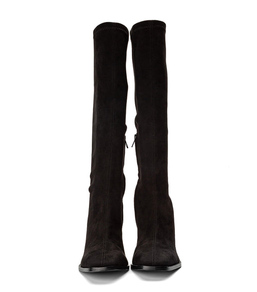 Botas de Tacon Tony Bianco Renae Black Stretch Gamuza 8.5cm Negras | ZARMJ92227