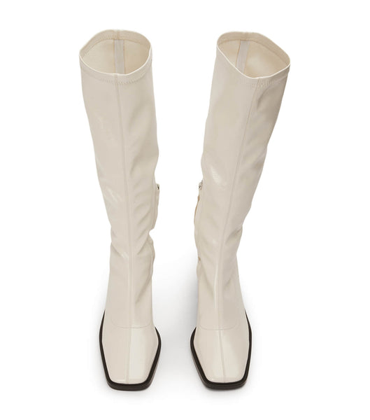 Botas de media pantorrilla Tony Bianco Damon Ecru Crinkle Charol 7.5cm Blancas | PARER92176