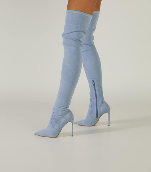 Botas elásticas Tony Bianco Avah Denim Stretch 10.5cm Azules | ARJBT47952