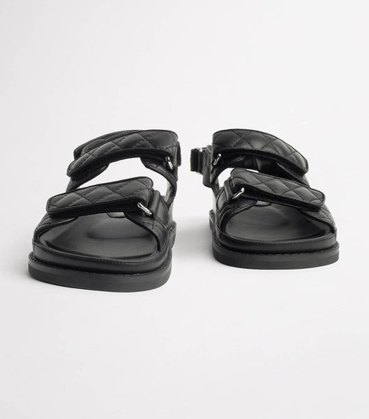 Sandalias Planas Tony Bianco Hiranni Black Sheep Nappa 3.5cm Negras | ARQCS58897