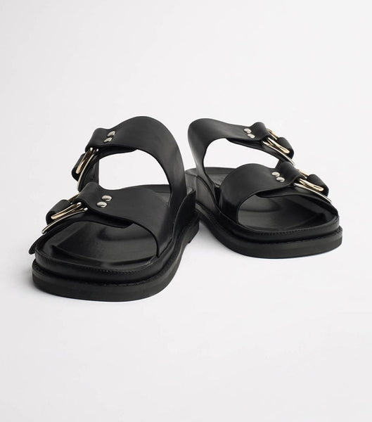 Sandalias Planas Tony Bianco Hunter Black Como 3.5cm Negras | UARND58830