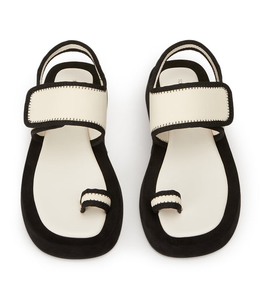 Sandalias Planas Tony Bianco Iso White/Black Neoprene 3.5cm Blancas Negras | UARTG52707