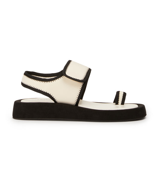 Sandalias Planas Tony Bianco Iso White/Black Neoprene 3.5cm Blancas Negras | UARTG52707