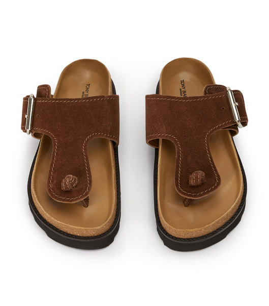 Sandalias Planas Tony Bianco Marlo Choc Gamuza 3cm Marrones | ARJZR65509