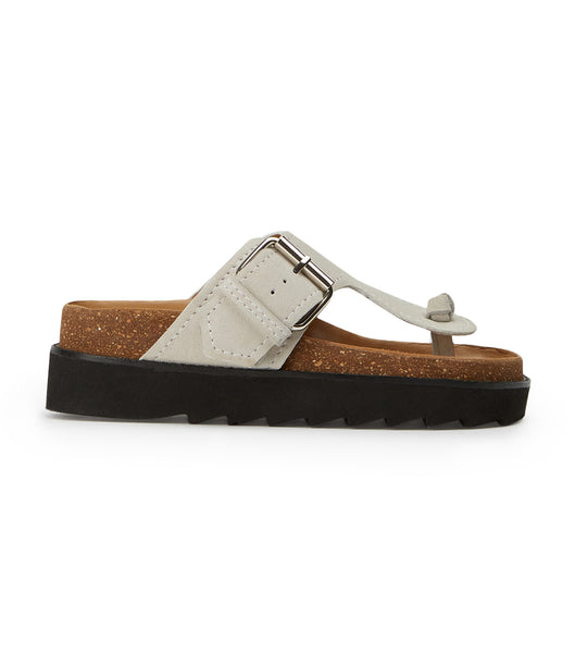 Sandalias Planas Tony Bianco Marlo Milk Gamuza 3cm Blancas | PARER95412