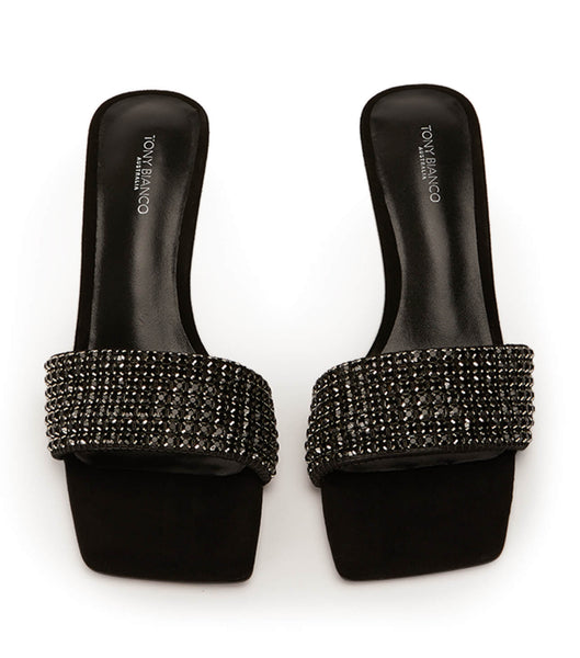 Tacones Brillantes Tony Bianco Amos Black Crystal/Black Gamuza 6.5cm Negras | ARXBR17127