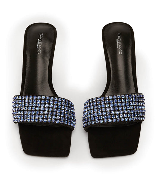 Tacones Brillantes Tony Bianco Amos Blue Crystal/Black Gamuza 6.5cm Azules Negras | AREAH54616