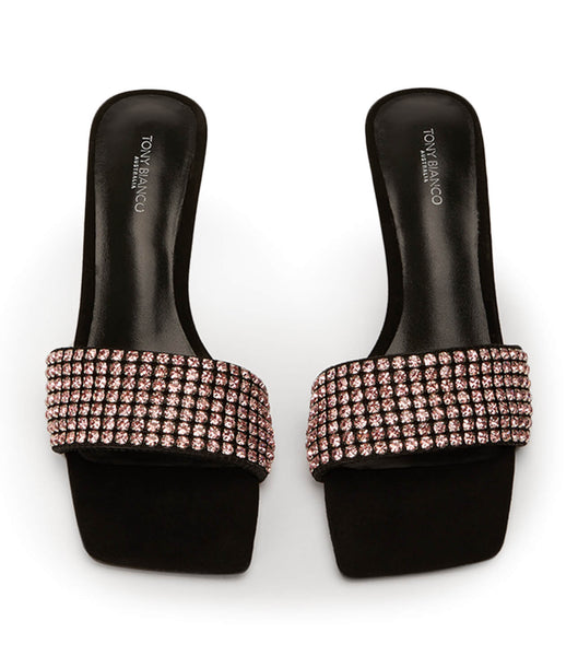 Tacones Brillantes Tony Bianco Amos Pink Crystal/Black Gamuza 6.5cm Rosas Negras | LARTR68692