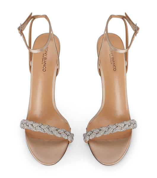 Tacones Brillantes Tony Bianco Kosta Nude Satin 11cm Beige | PARQX97370