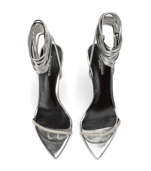 Tacones Brillantes Tony Bianco Makai Silver Foil 10.5cm Plateadas | YARGT25487