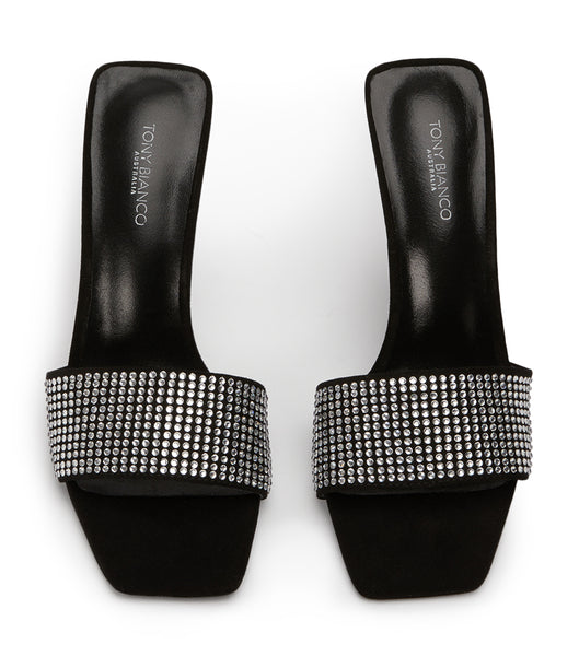 Tacones Brillantes Tony Bianco Naomi Clear Crystal/Black Gamuza 10.5cm Negras | QARWA25641