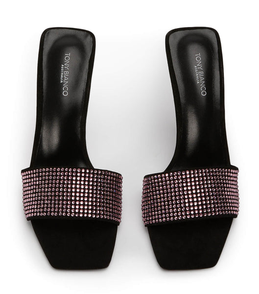 Tacones Brillantes Tony Bianco Naomi Pink Crystal/Black Gamuza 10.5cm Rosas Negras | ZARMJ62450