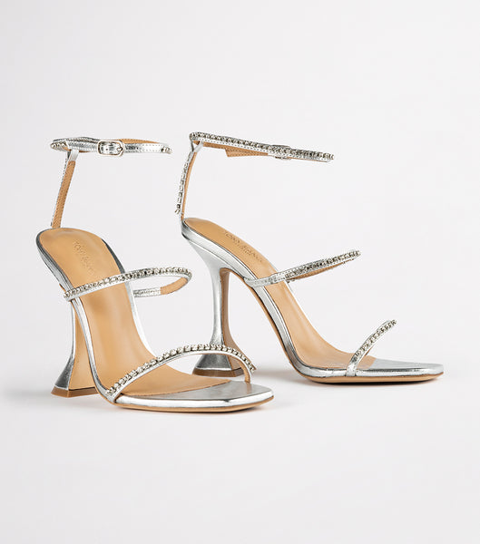 Tacones Brillantes Tony Bianco Shy Silver Nappa Metallic 10.5cm Plateadas Metal | YARGT13329