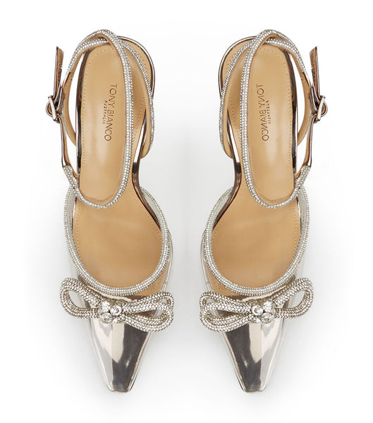 Tacones De Novia Tony Bianco Eros Clear Vinylite/Gunmetal Shine 10.5cm Gris | ARXMI98259