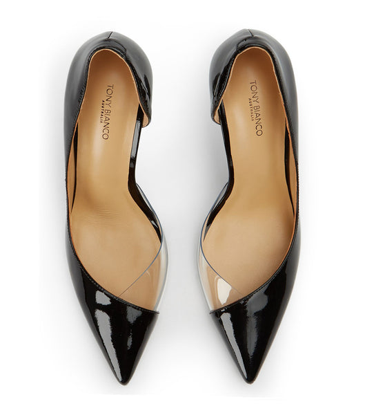 Tacones de aguja Tony Bianco Adore Black Charol/Clear Vinylite 10.5cm Negras | MARFT94204