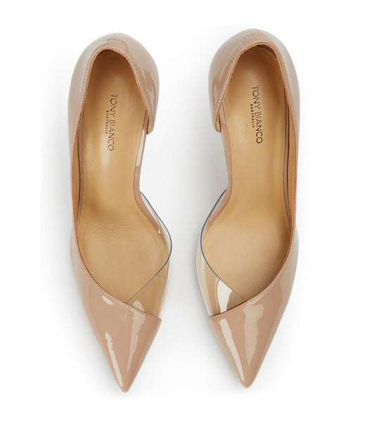 Tacones de aguja Tony Bianco Adore Coco Charol/Clear Vinylite 10.5cm Beige | TARPQ89143