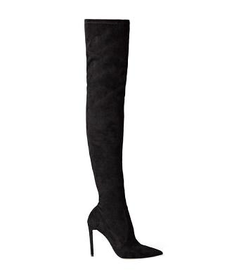 Botas de Tacon Tony Bianco Avah Black Stretch Gamuza 10.5cm Negras | ARQAV87275