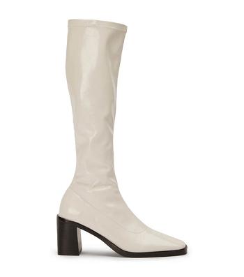 Botas de media pantorrilla Tony Bianco Damon Ecru Crinkle Charol 7.5cm Blancas | PARER92176