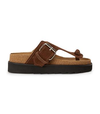 Sandalias Planas Tony Bianco Marlo Choc Gamuza 3cm Marrones | ARJZR65509