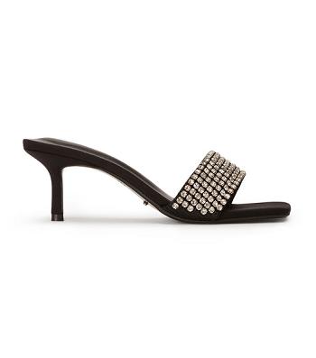 Tacones Brillantes Tony Bianco Amos Crystal/Black Gamuza 6.5cm Negras | TARPQ41202